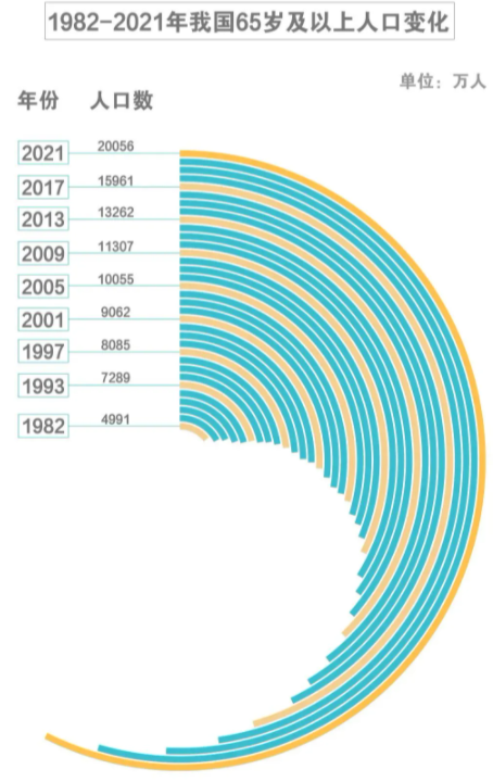 2021年中国65岁以上人口突破2亿